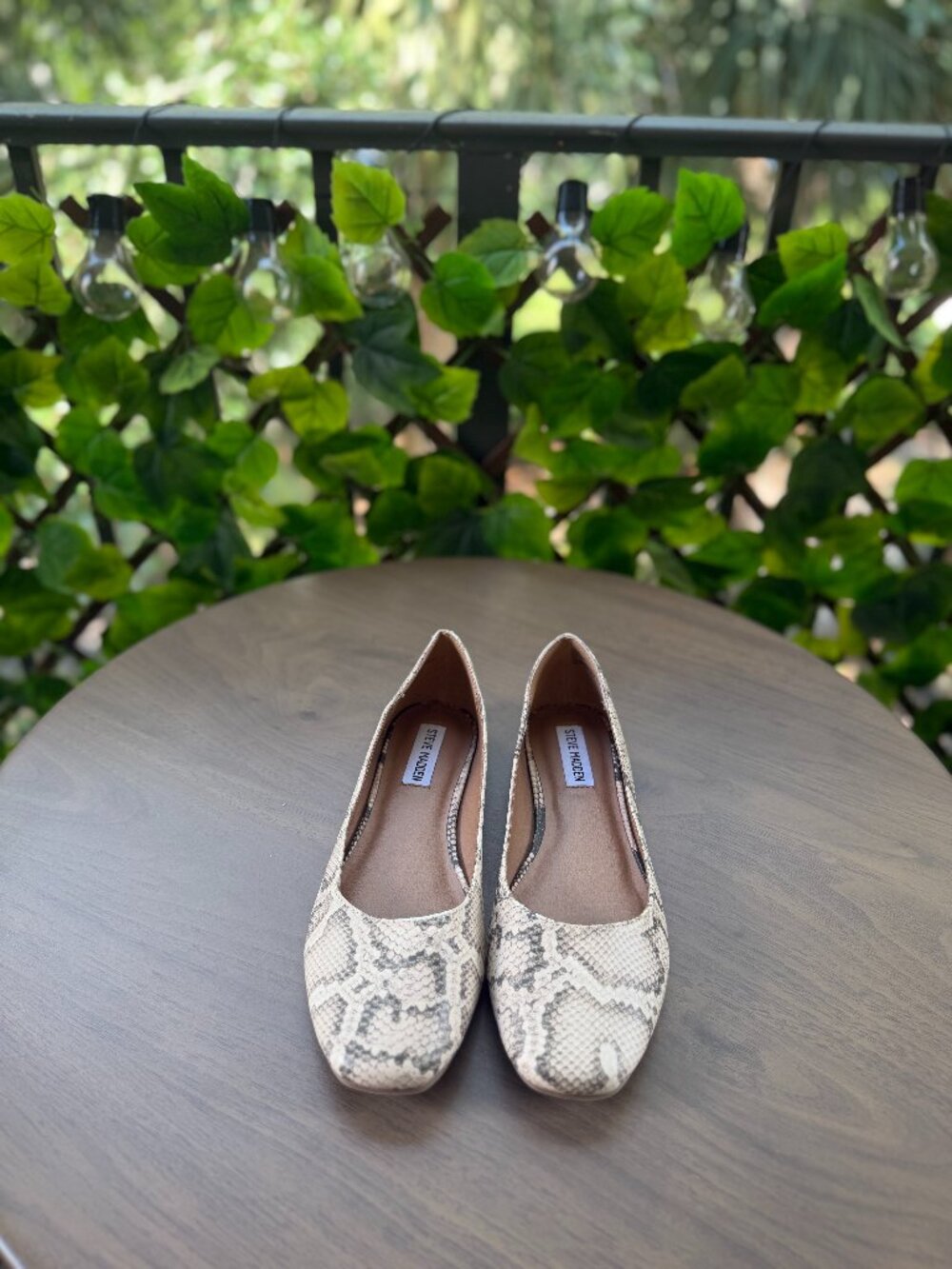 Steve Madden Women's Snake Print Ballet Flats Round Toe Slip On Shoes